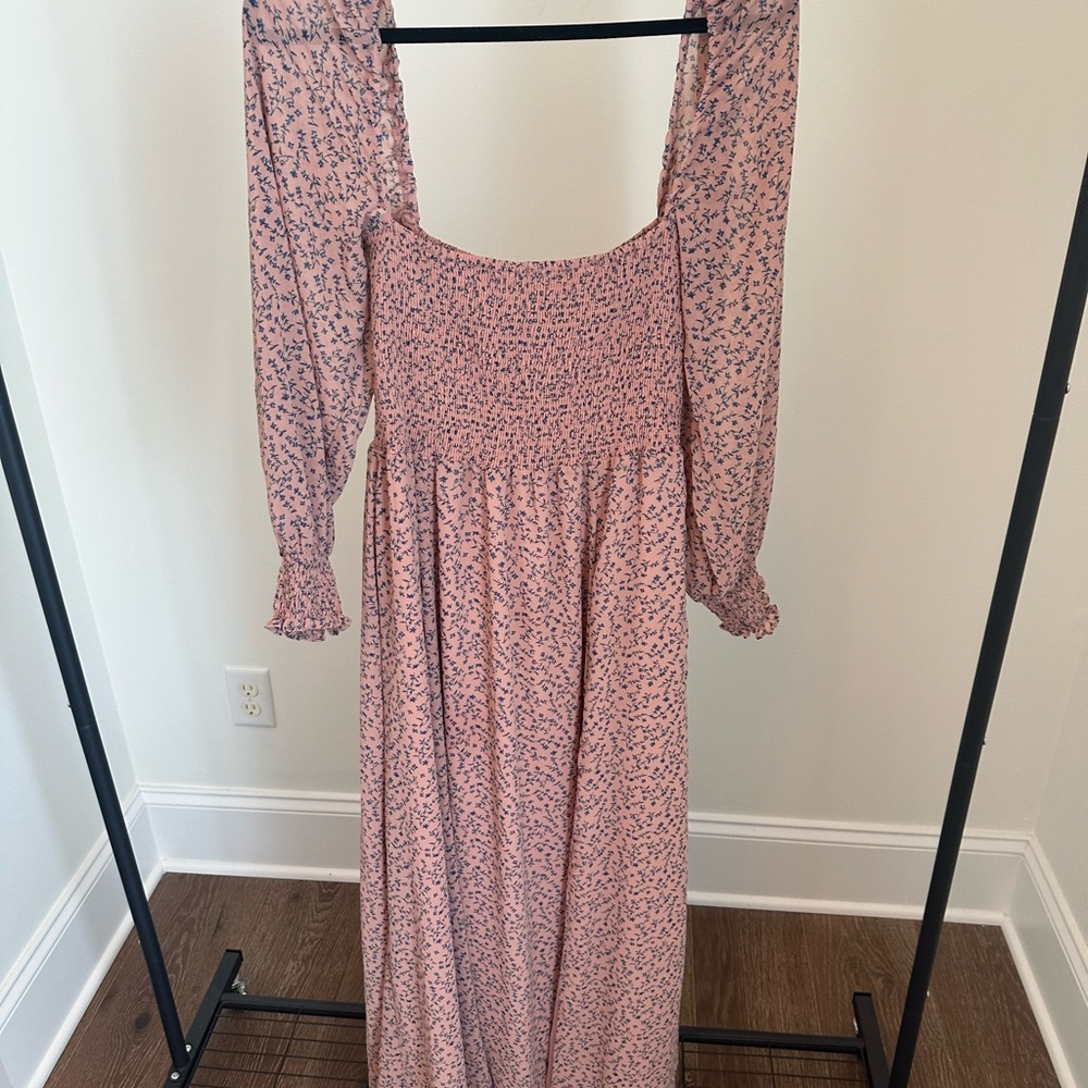 Chic Pink Floral Midi Dress